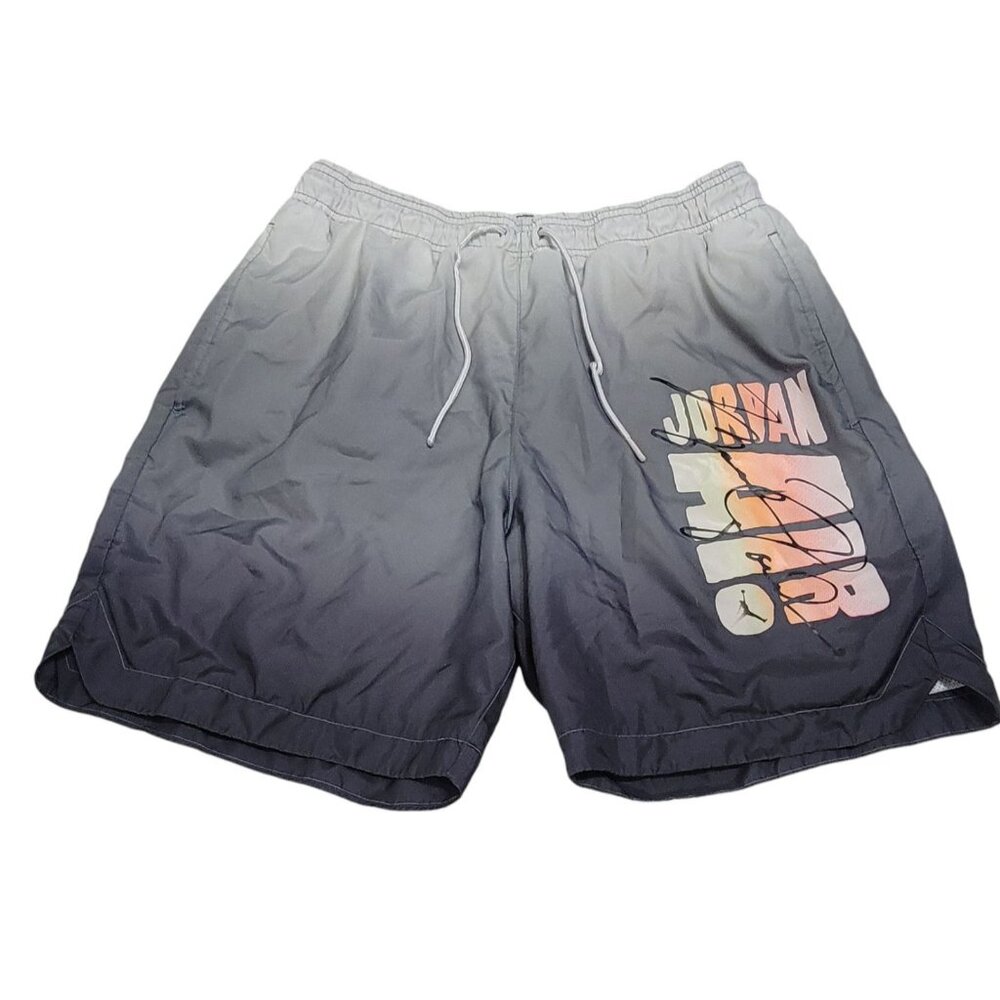 Air Jordan Mens Gray Ombre DNA Poolside Shorts Drawstring‎ Waist Lined Size M